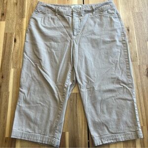 St. John’s Bay Stretch Capris Tan Pinstripe Size 14